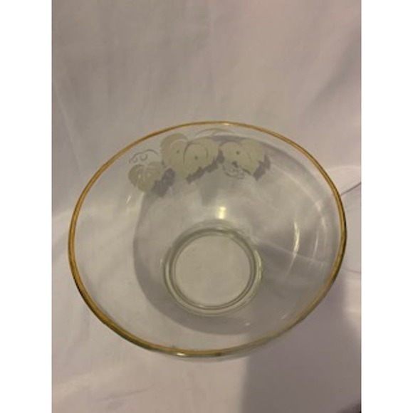 Anchor Hocking VTG Punch Bowl Etched White Grape Leaves - Picture 4 of 7